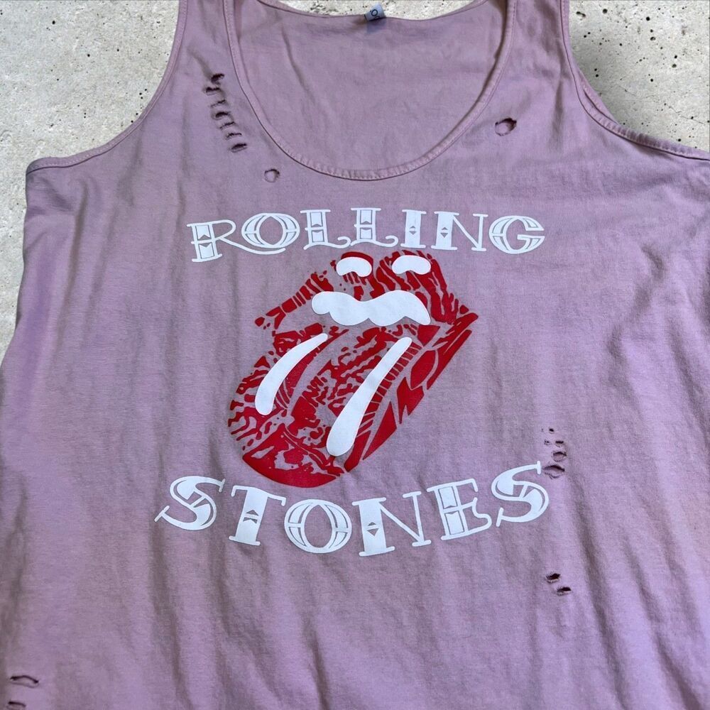 Rolling Stones Women's Tank Top Size S/M Pink Distressed Logo Graphic - Picture 3 of 6
